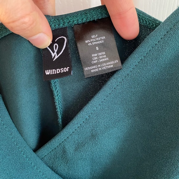 Formal High Slit Wrap Dress, Hunter Green - Size Small - Picture 2 of 4